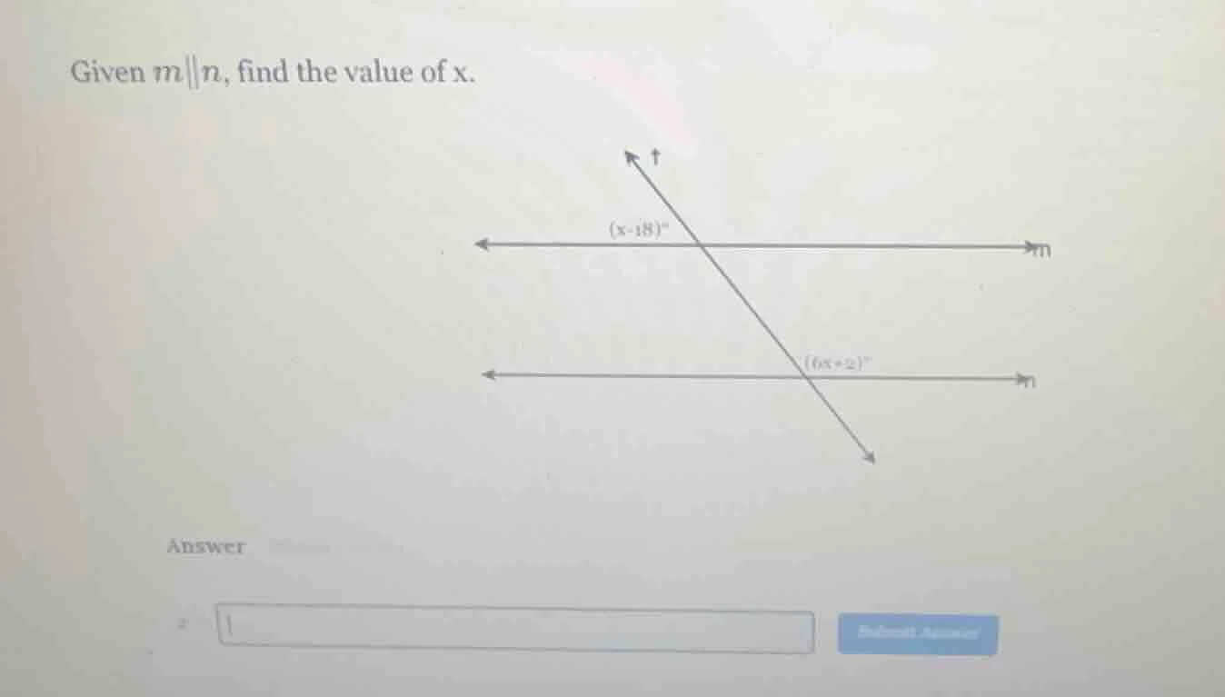 given ( m parallel n ), find the value of ( x ). answer
