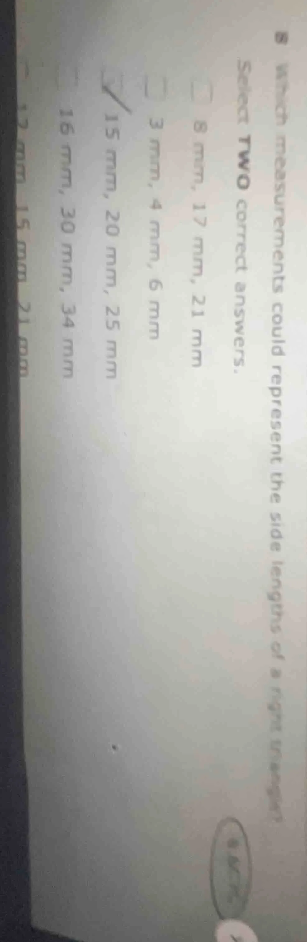 8. which measurements could represent the side lengths of a right trian…