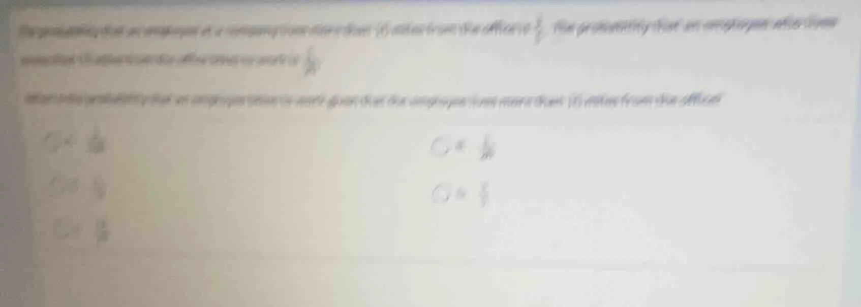 the probability that an employee of a company travels more than 10 mile…