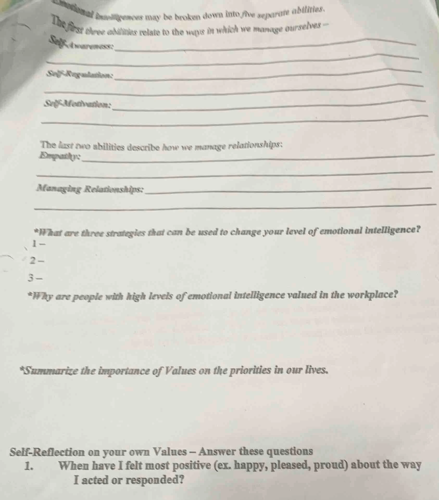 emotional intelligence may be broken down into five separate abilities.…