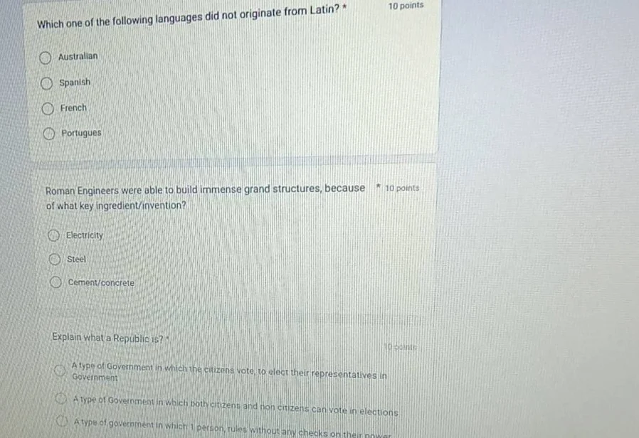 which one of the following languages did not originate from latin? * au…