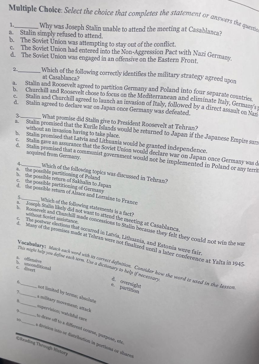 multiple choice: select the choice that completes the statement or answ…