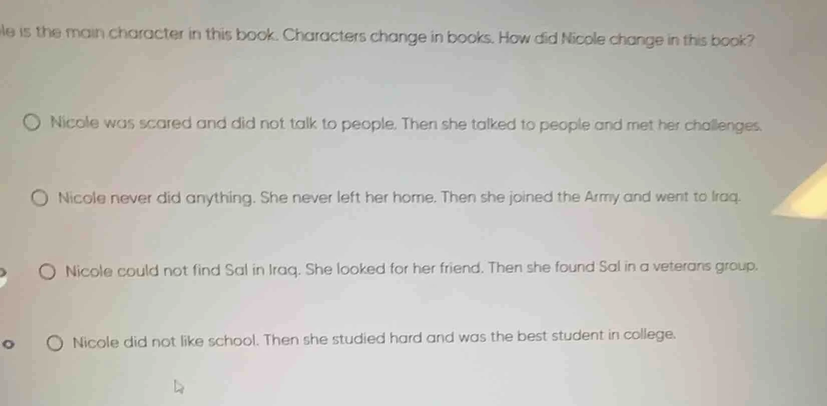 le is the main character in this book. characters change in books. how …
