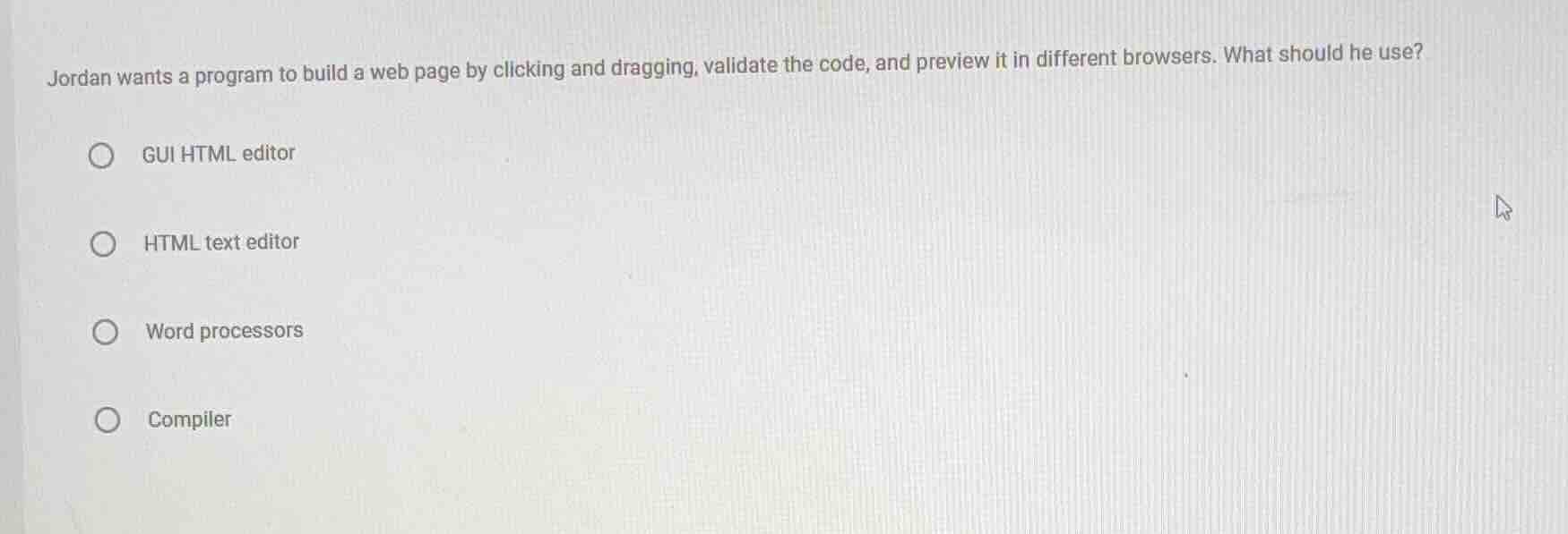 jordan wants a program to build a web page by clicking and dragging, va…