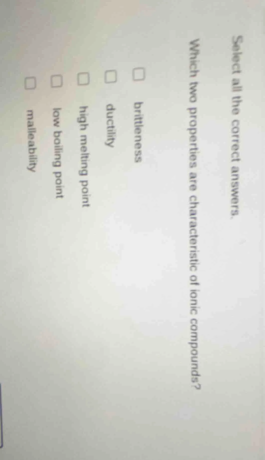 select all the correct answers. which two properties are characteristic…
