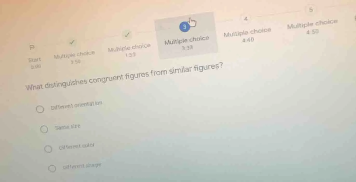 what distinguishes congruent figures from similar figures? different or…