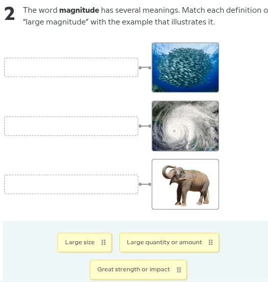2 the word magnitude has several meanings. match each definition o \lar…