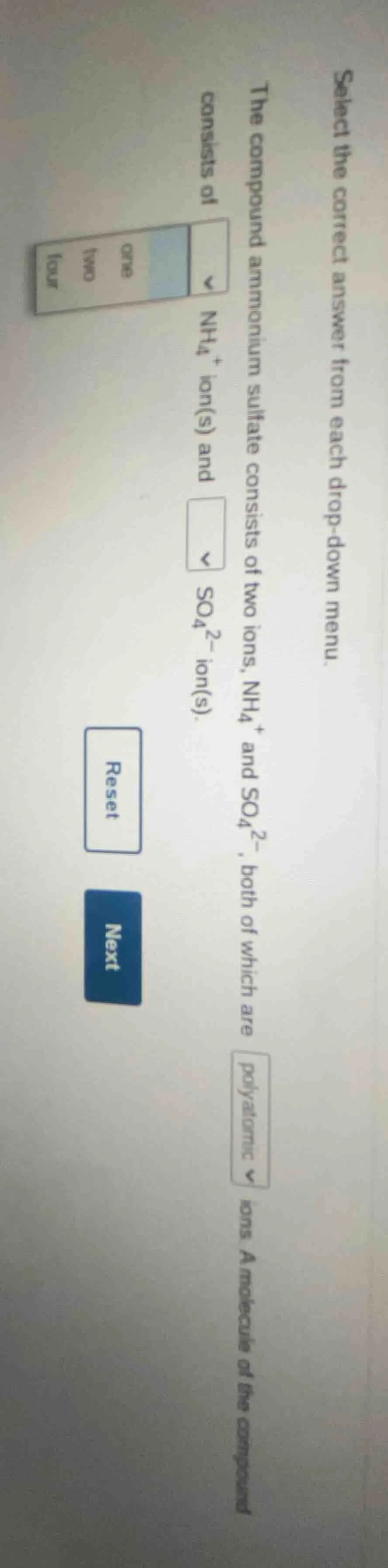 select the correct answer from each drop - down menu. the compound ammo…