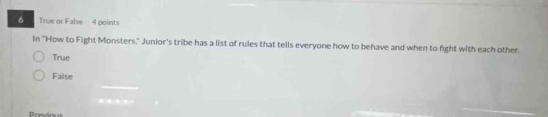 6 true or false 4 points in \how to fight monsters,\ juniors tribe has …