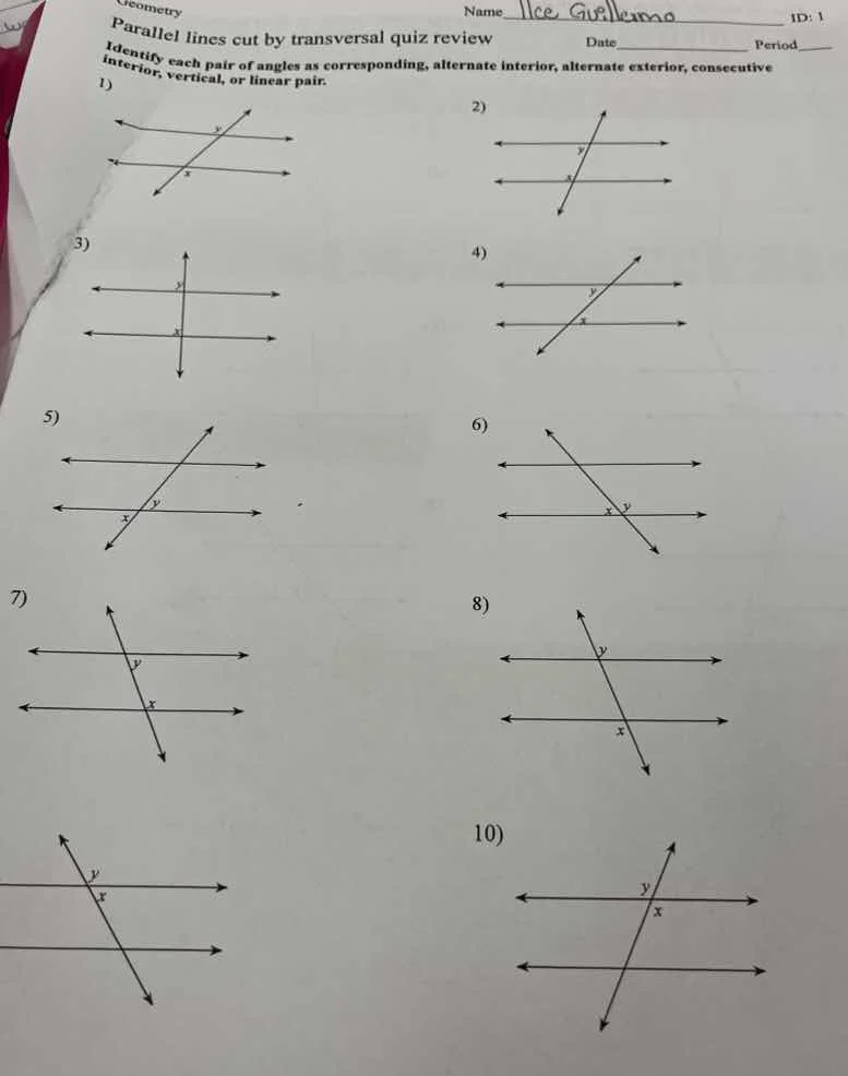 geometry name _lice guillemo id: 1 parallel lines cut by transversal qu…