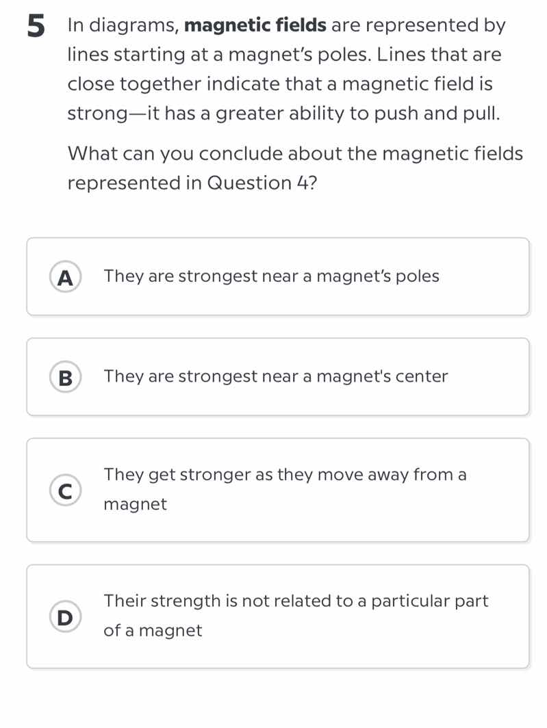 5 in diagrams, magnetic fields are represented by lines starting at a m…
