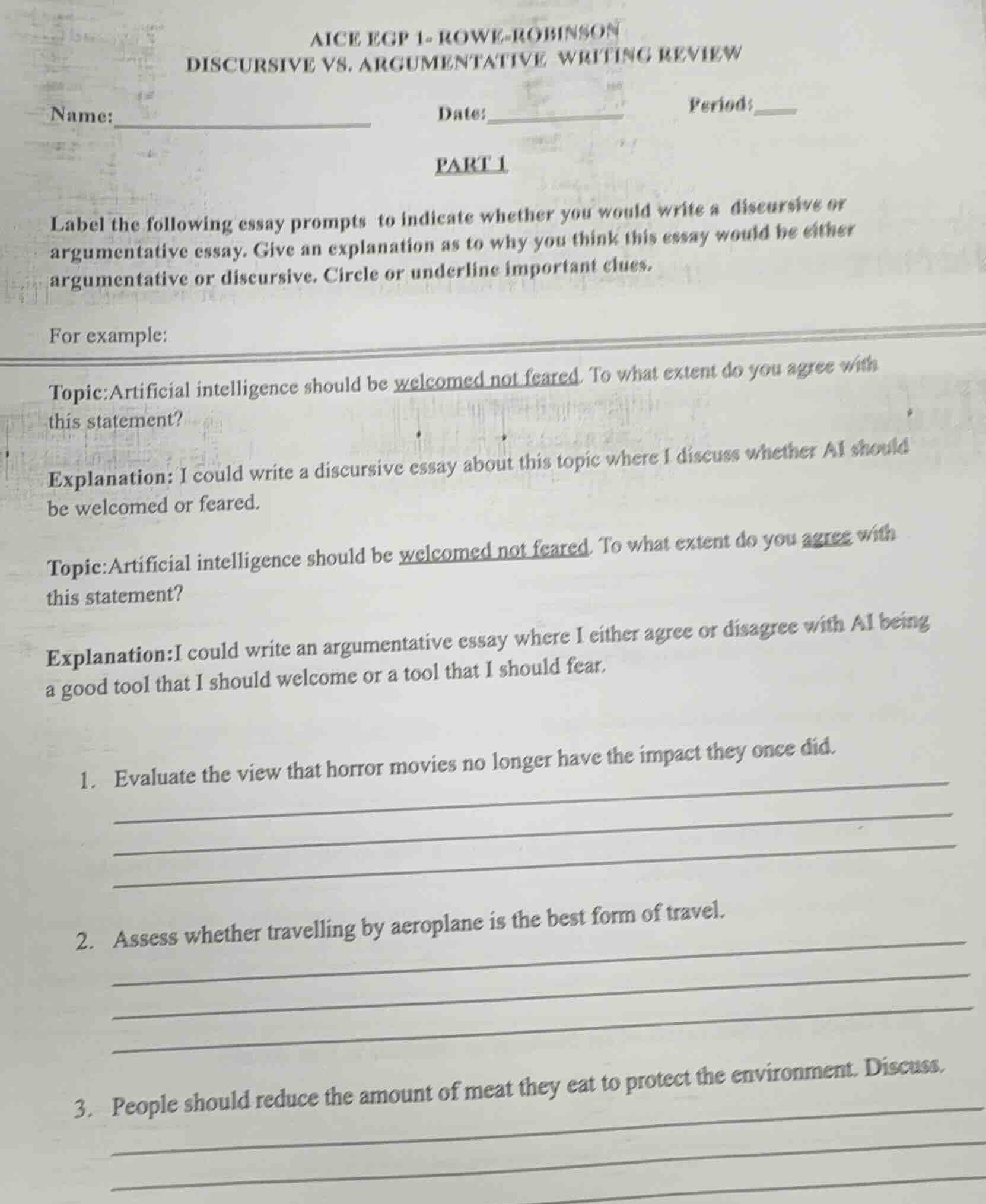 aice egp 1- rowe-robinson discursive vs. argumentative writing review n…