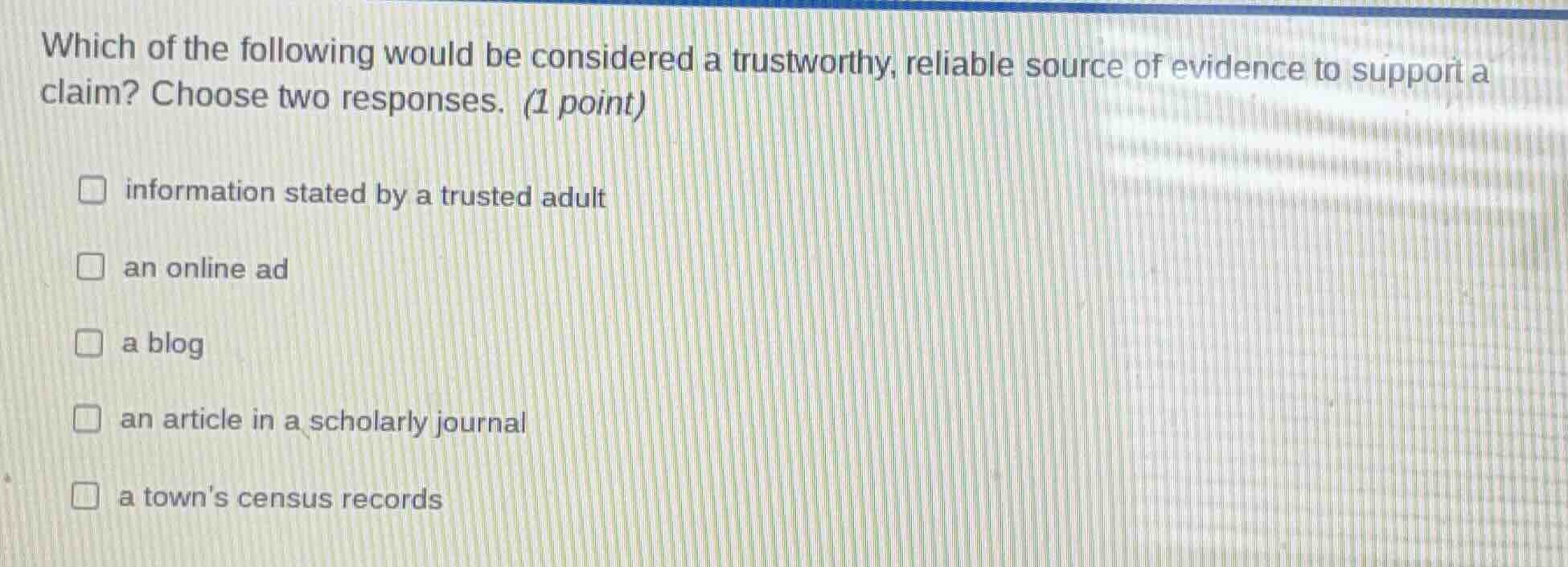 which of the following would be considered a trustworthy, reliable sour…