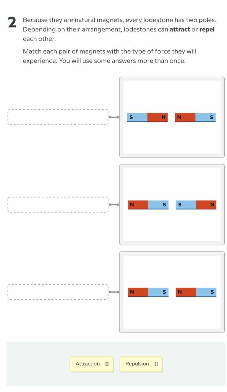 2 because they are natural magnets, every lodestone has two poles. depe…