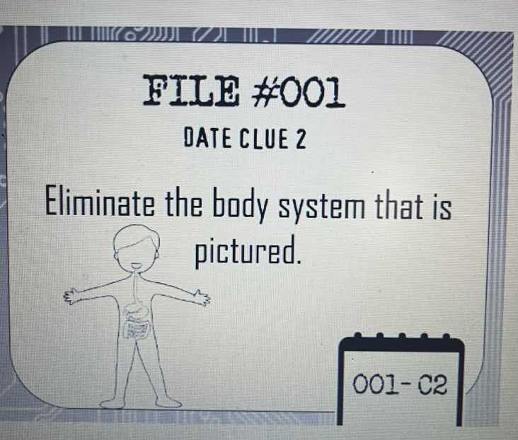 file #001 date clue 2 eliminate the body system that is pictured. 001 -…