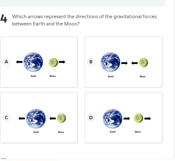 4 which arrows represent the directions of the gravitational forces bet…