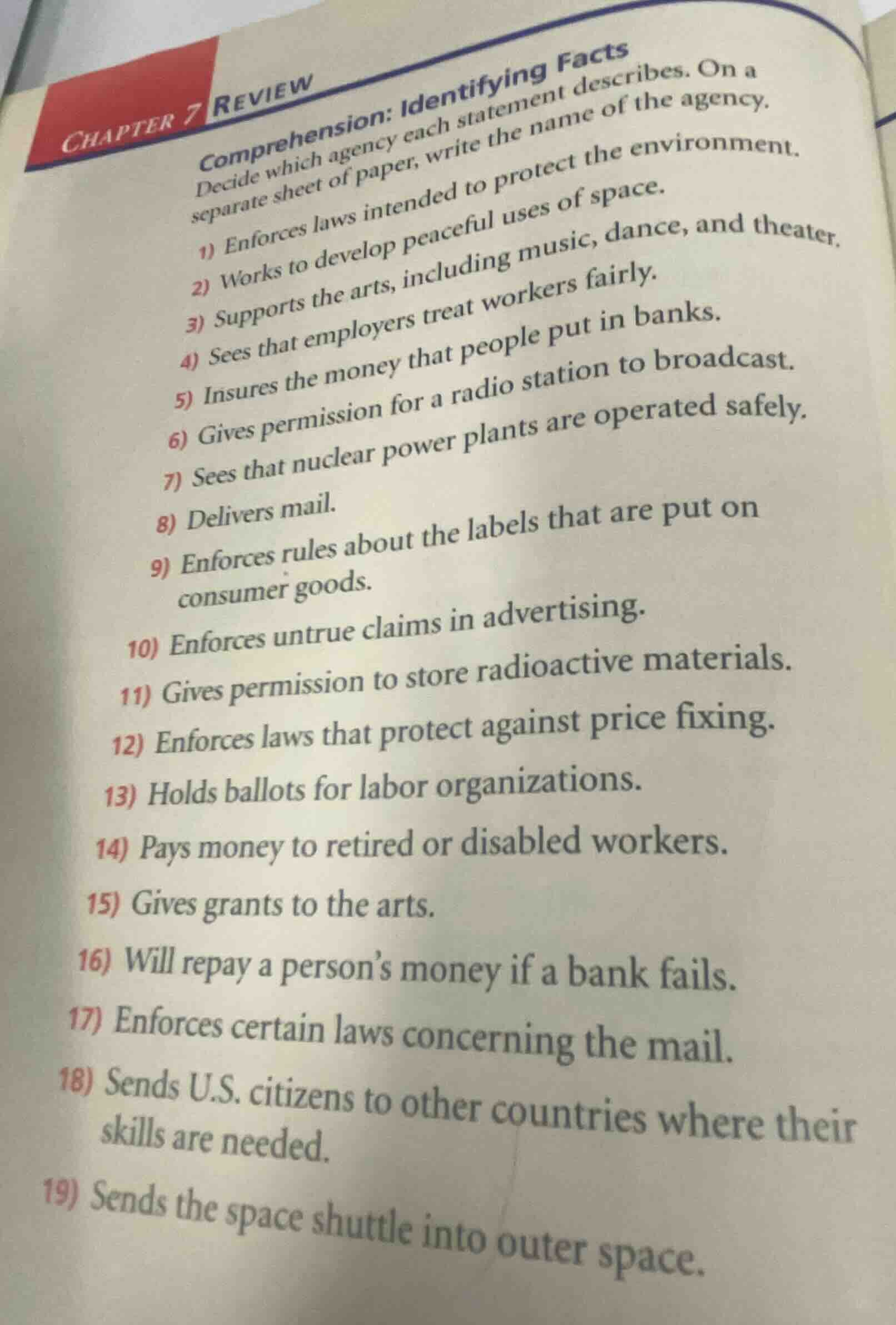 chapter 7 review comprehension: identifying facts decide which agency e…