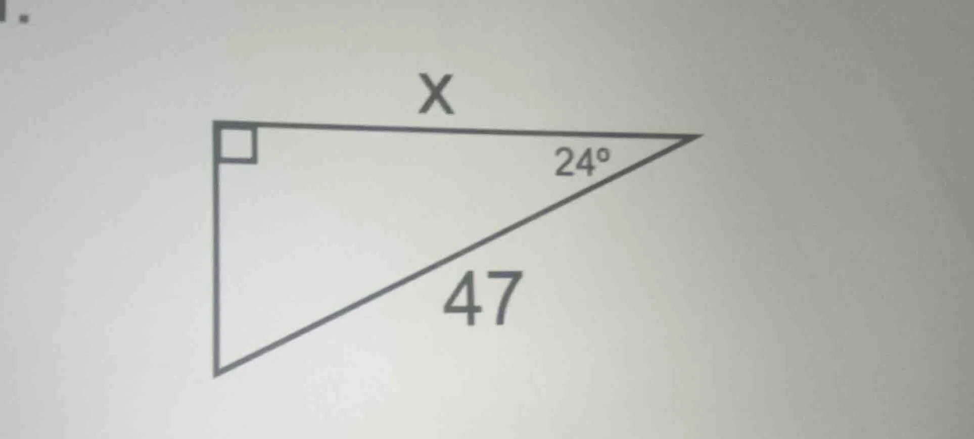 find the length of side x in the right triangle with hypotenuse 47 and …