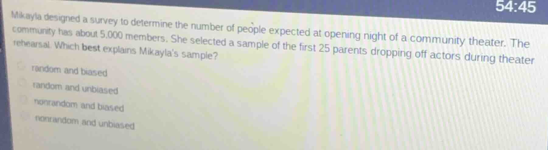 mikayla designed a survey to determine the number of people expected at…