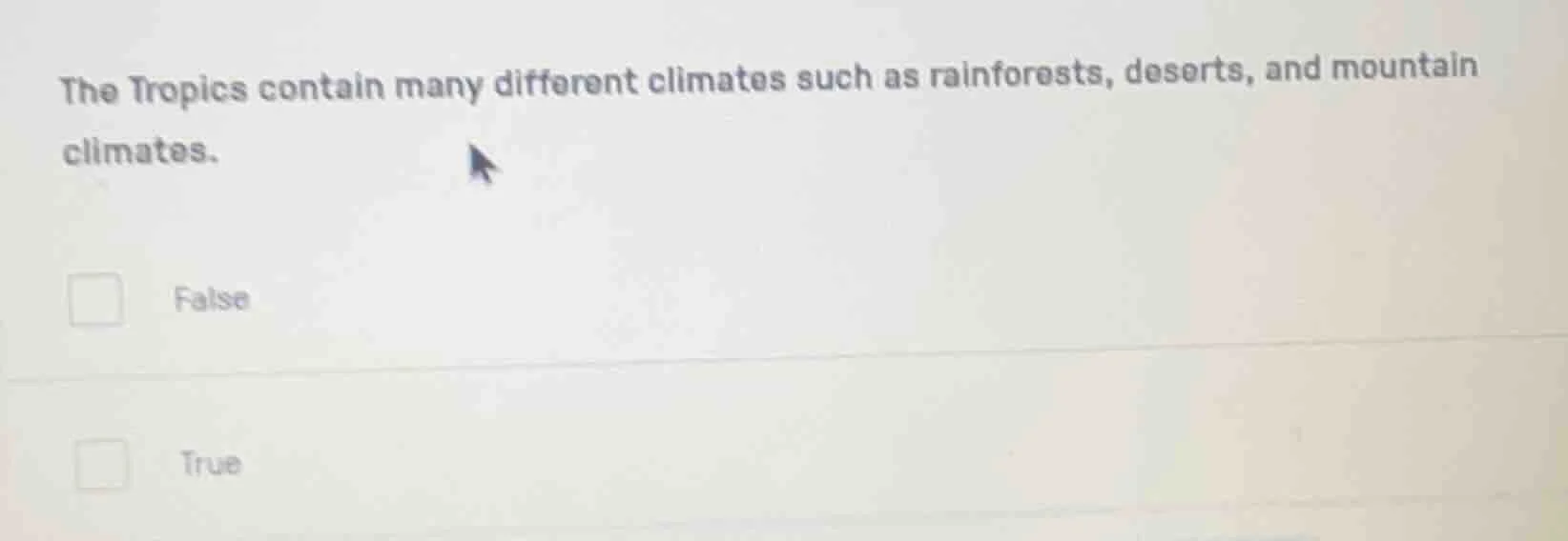 the tropics contain many different climates such as rainforests, desert…
