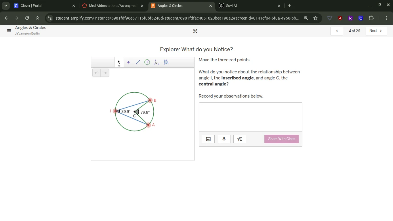 explore: what do you notice? move the three red points. what do you not…
