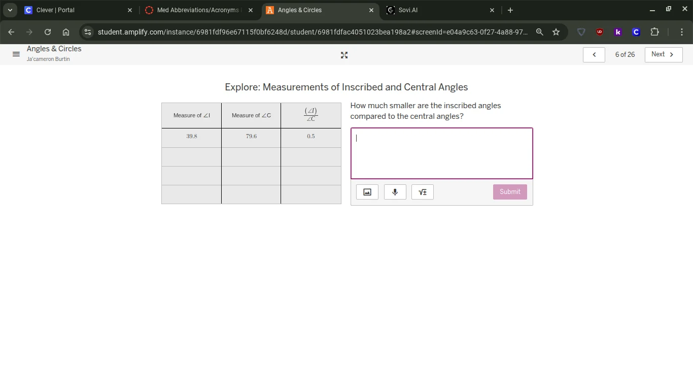 explore: measurements of inscribed and central angles measure of \\(\\a…