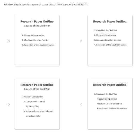 which outline is best for a research paper titled, \the causes of the c…