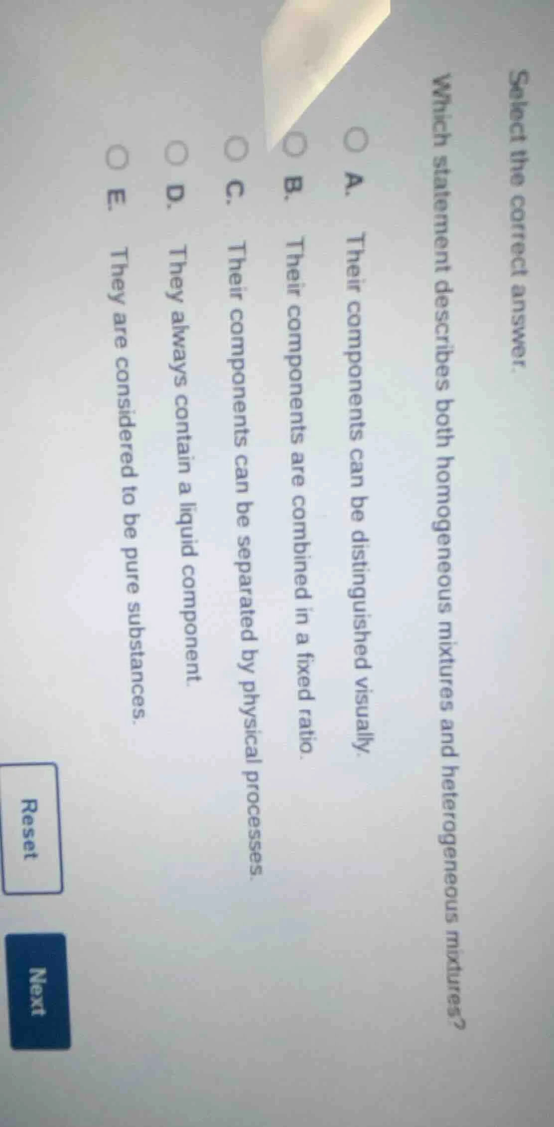 select the correct answer. which statement describes both homogeneous m…