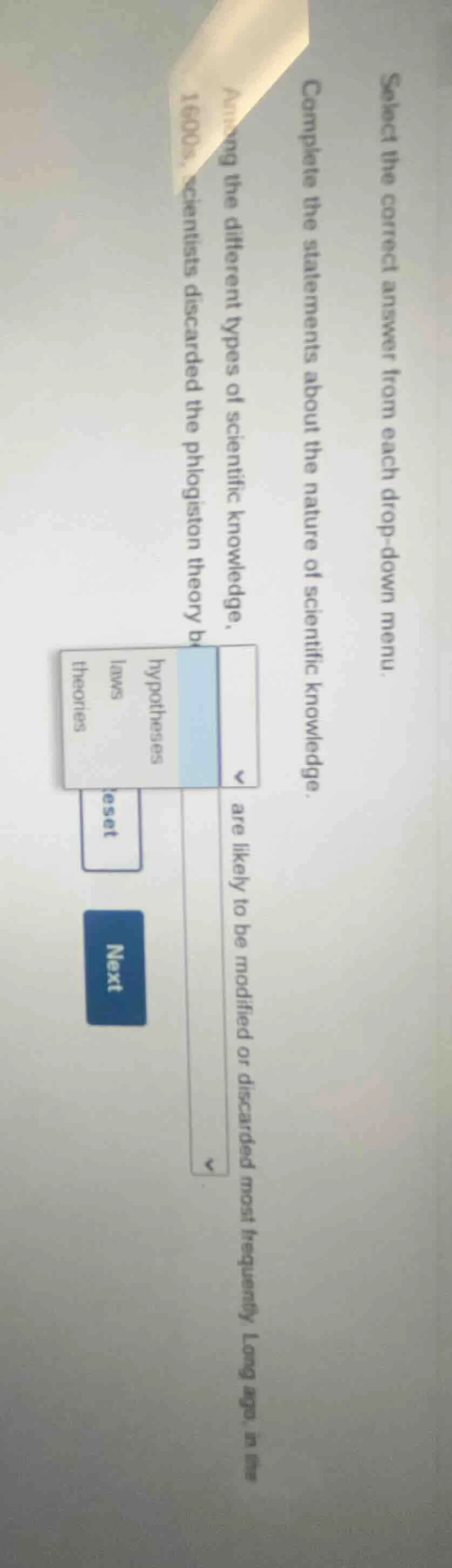 select the correct answer from each drop - down menu. complete the stat…