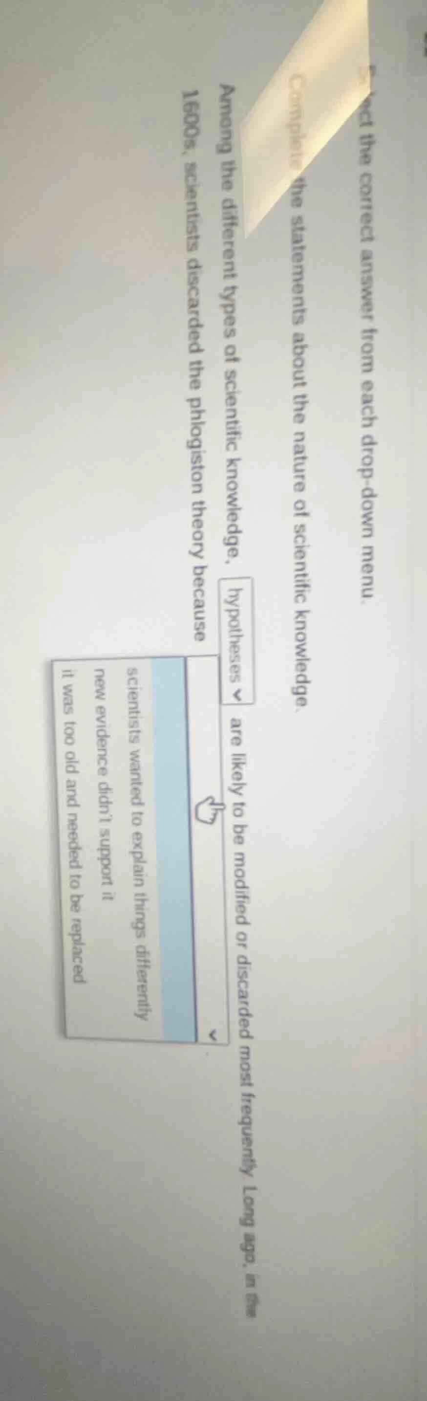 select the correct answer from each drop - down menu. complete the stat…