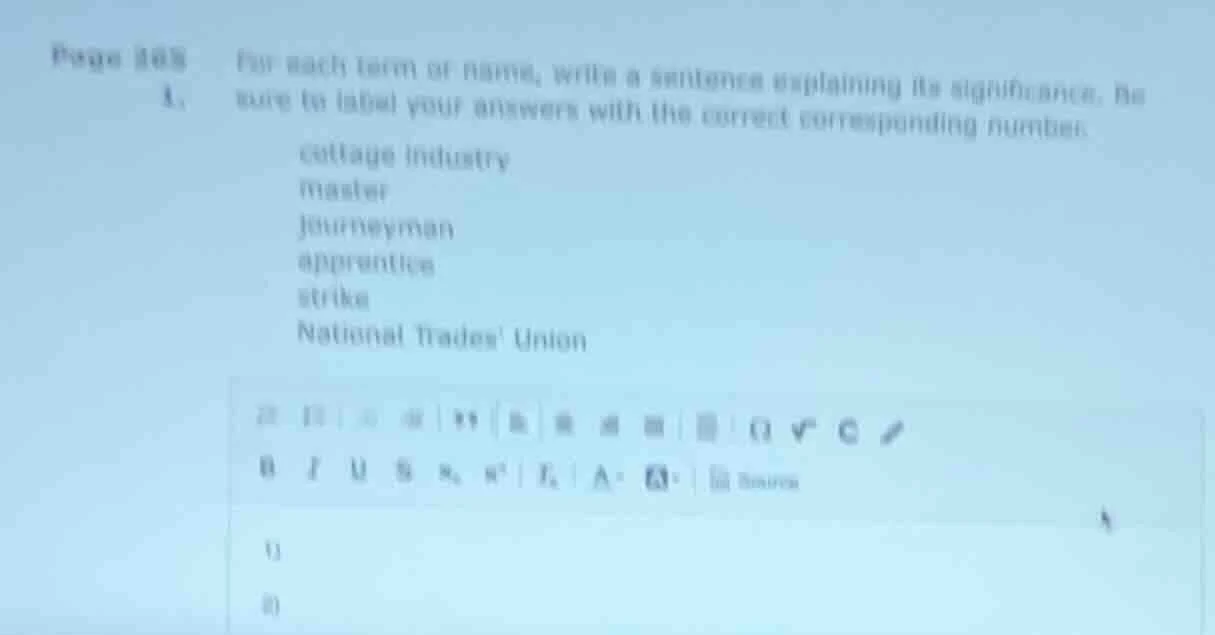 page 185 a. for each term or name, write a sentence explaining its sign…