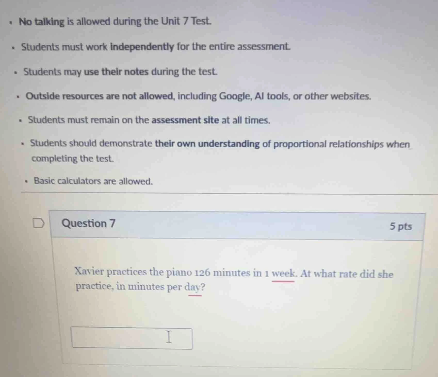 question 7 5 pts xavier practices the piano 126 minutes in 1 week. at w…