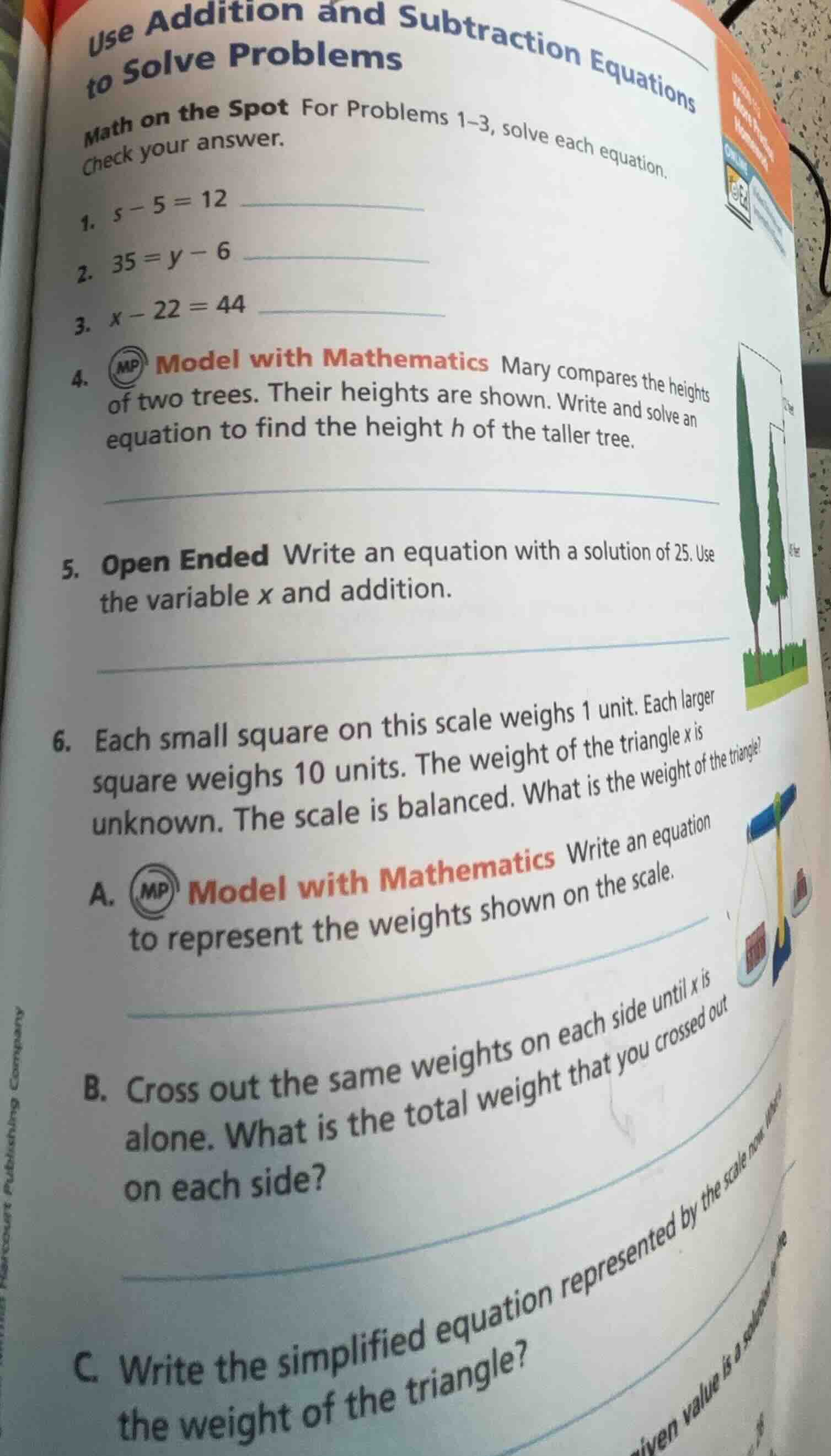 use addition and subtraction equations to solve problems math on the sp…