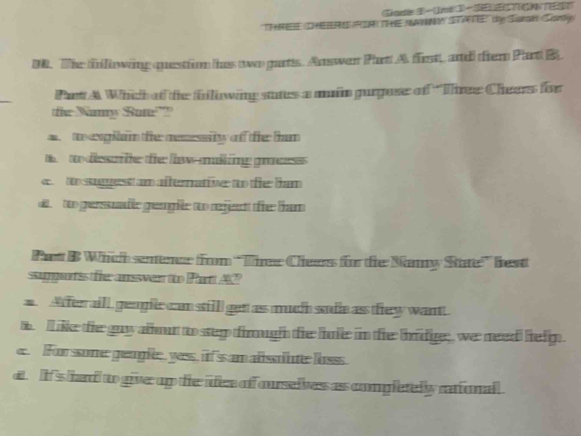 grade 8 - unit d - selection test \three cheers for the nanny state\ by…