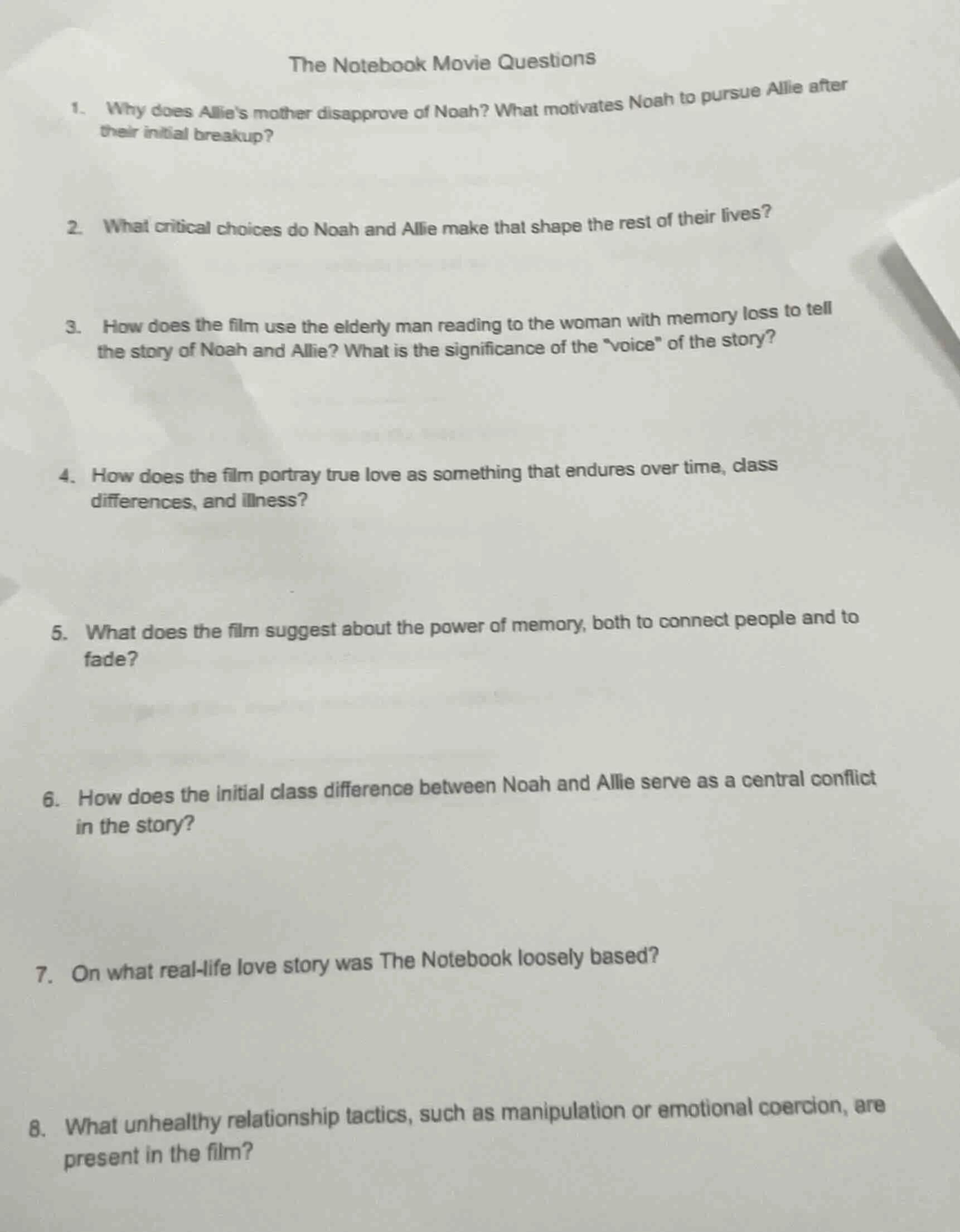 the notebook movie questions 1. why does allies mother disapprove of no…