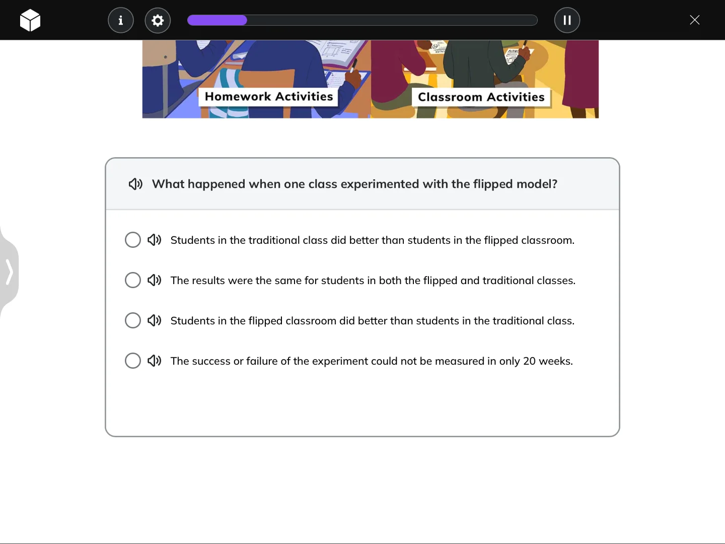 what happened when one class experimented with the flipped model? stude…