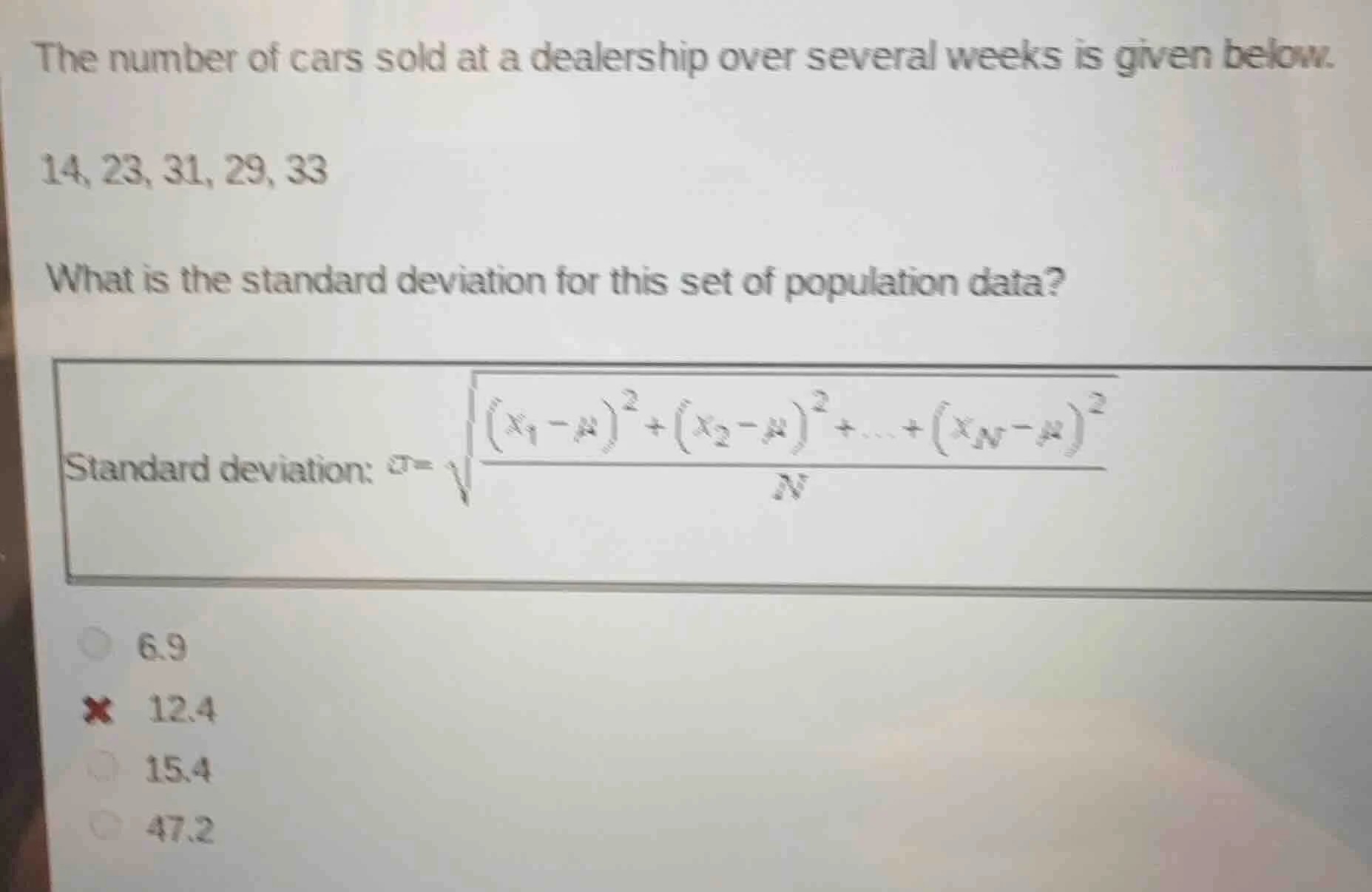 the number of cars sold at a dealership over several weeks is given bel…