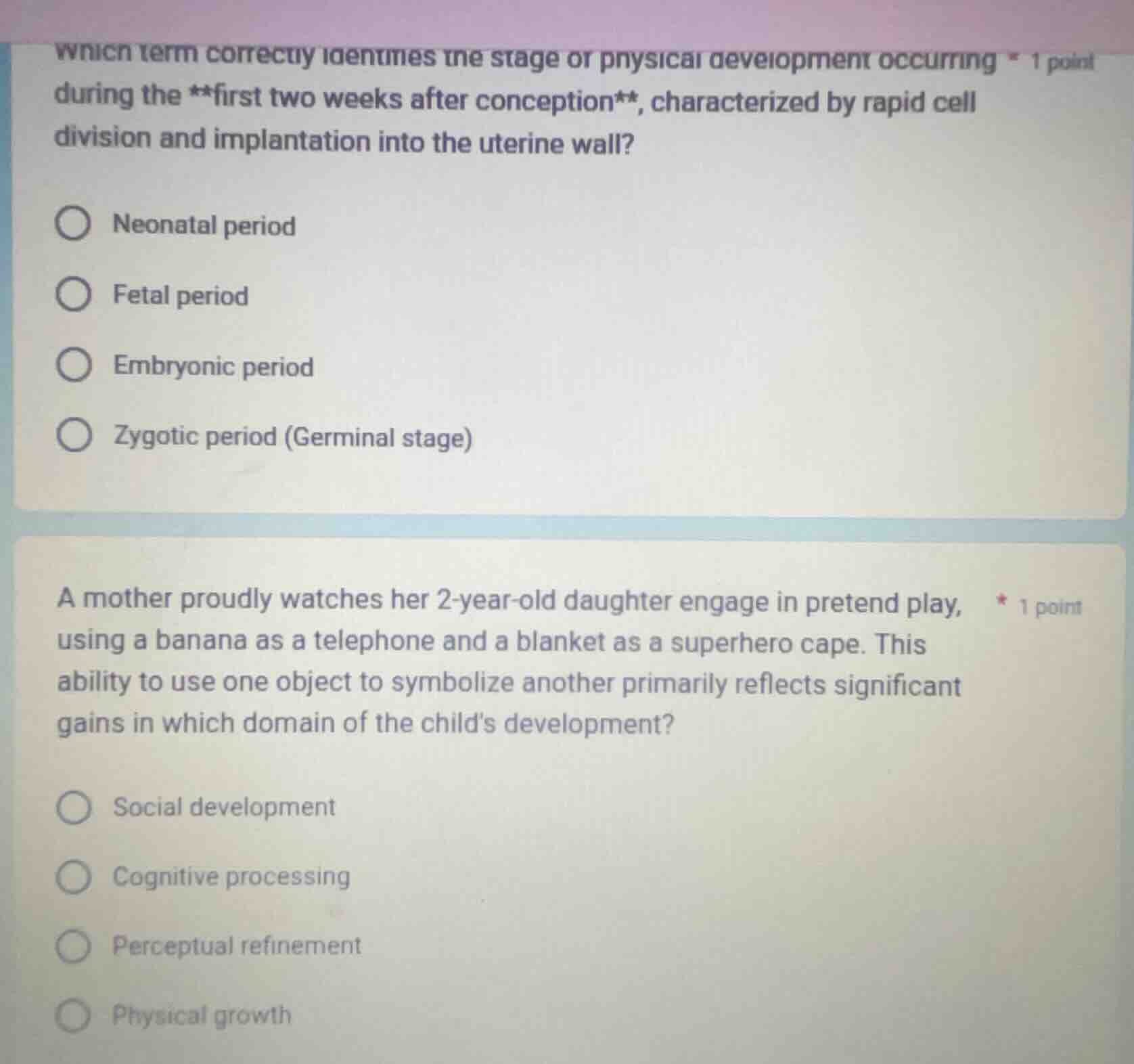 which term correctly identifies the stage of physical development occur…