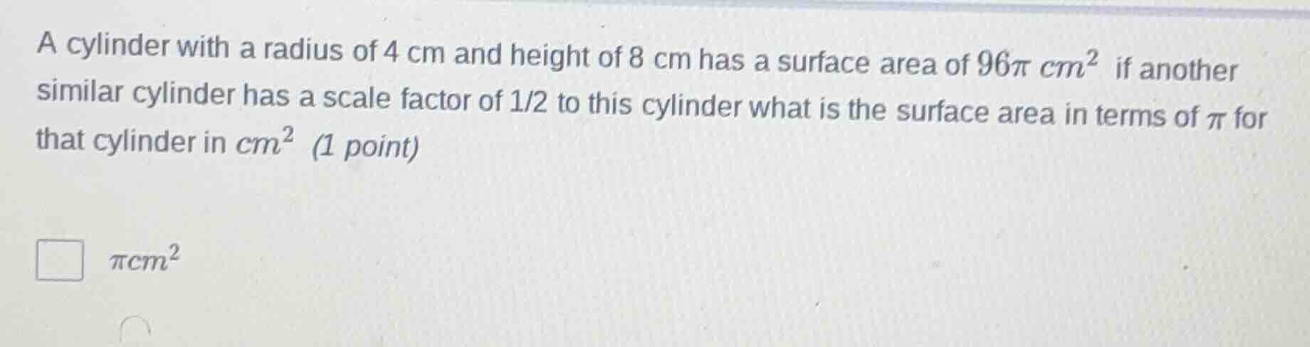 a cylinder with a radius of 4 cm and height of 8 cm has a surface area …