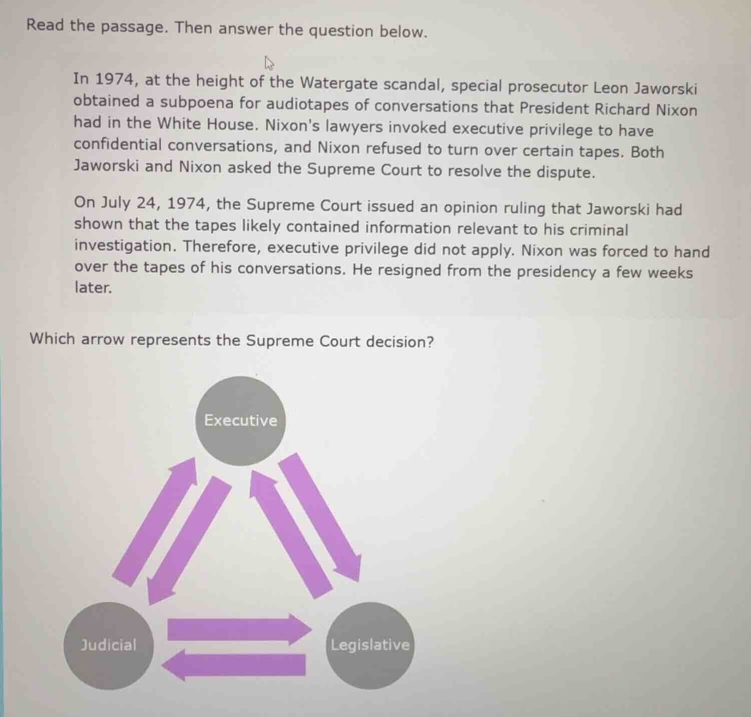 read the passage. then answer the question below. in 1974, at the heigh…