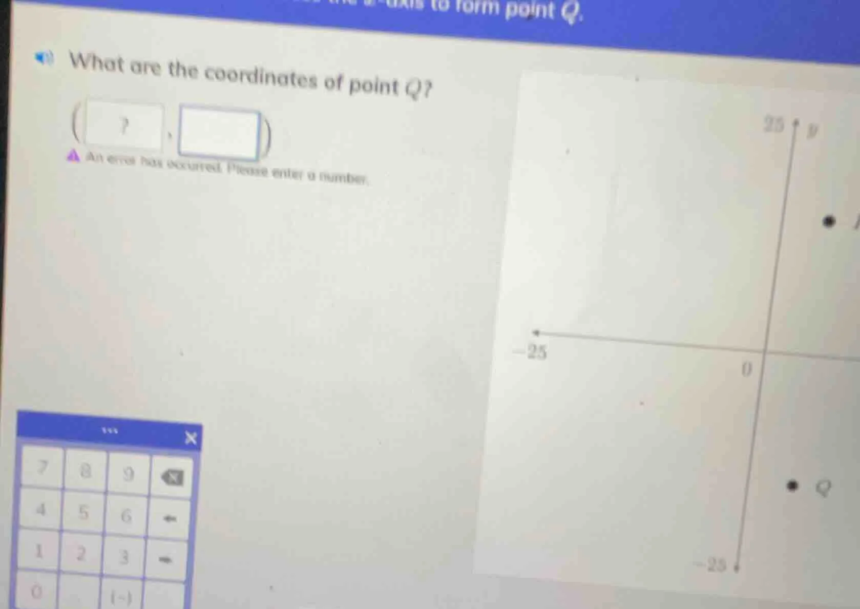 what are the coordinates of point q? (?, ) an error has occurred. pleas…