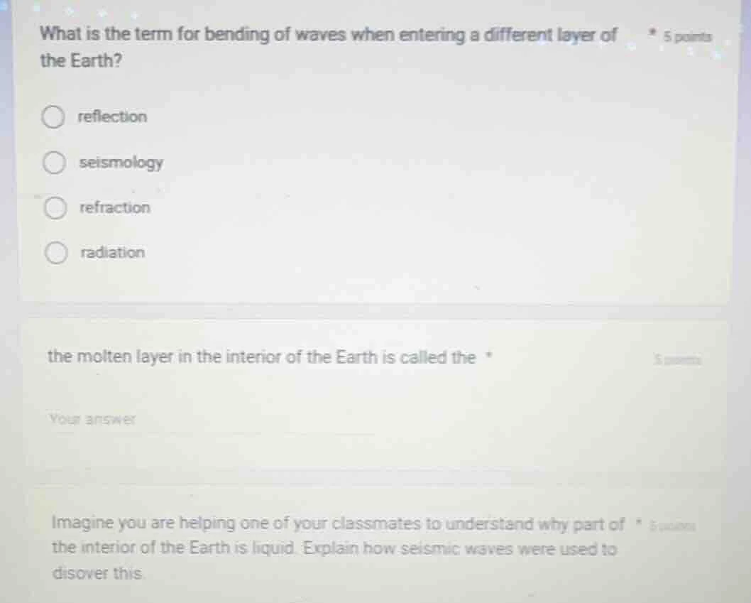 what is the term for bending of waves when entering a different layer o…