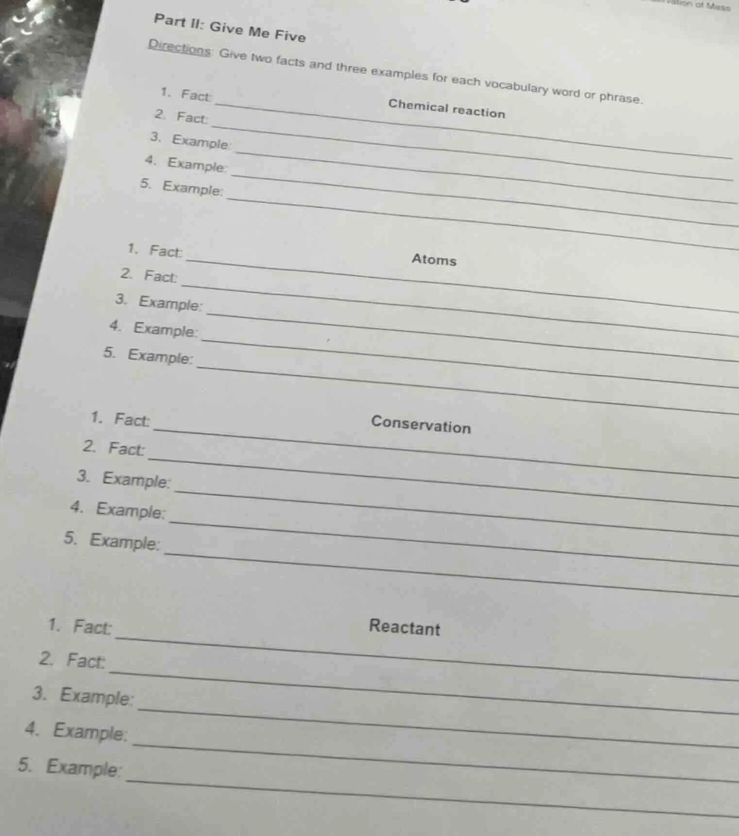 part ii: give me five directions: give two facts and three examples for…