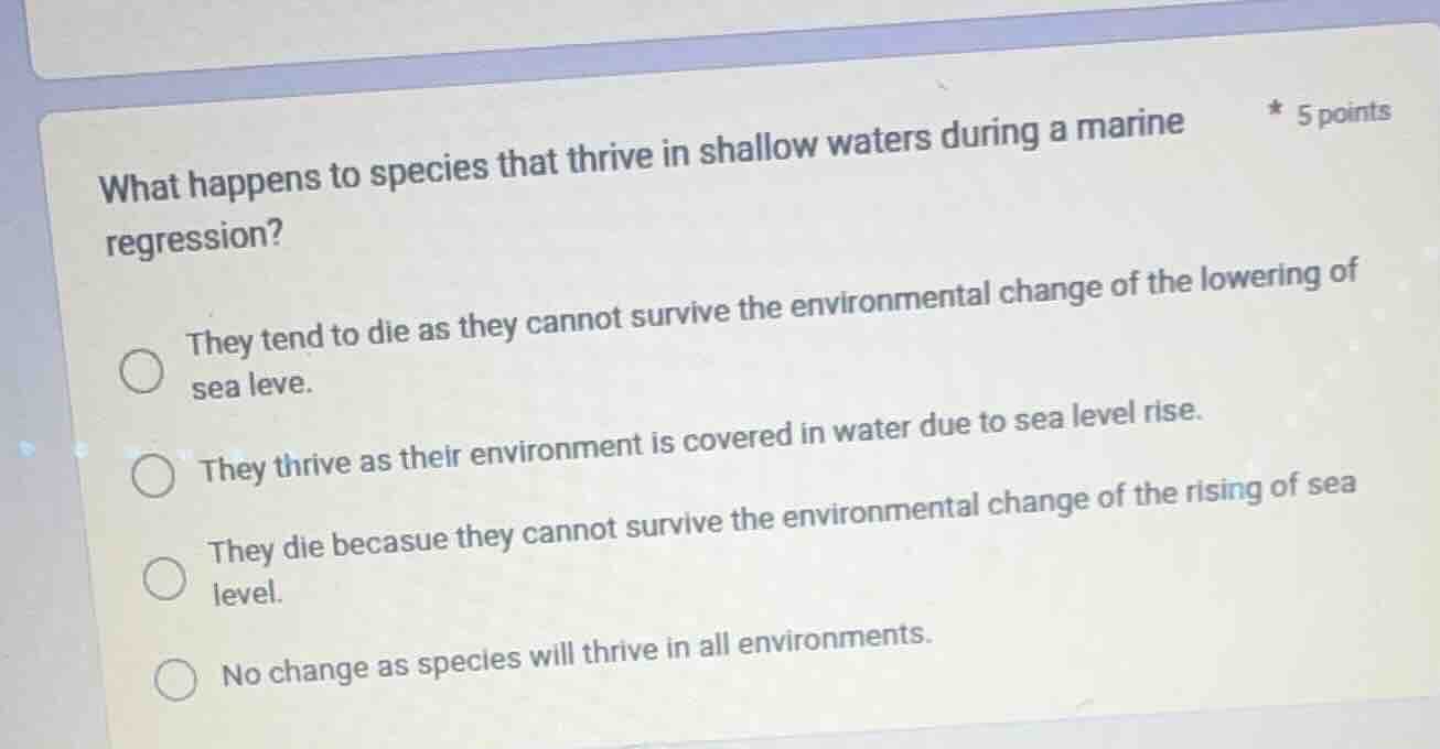 what happens to species that thrive in shallow waters during a marine r…