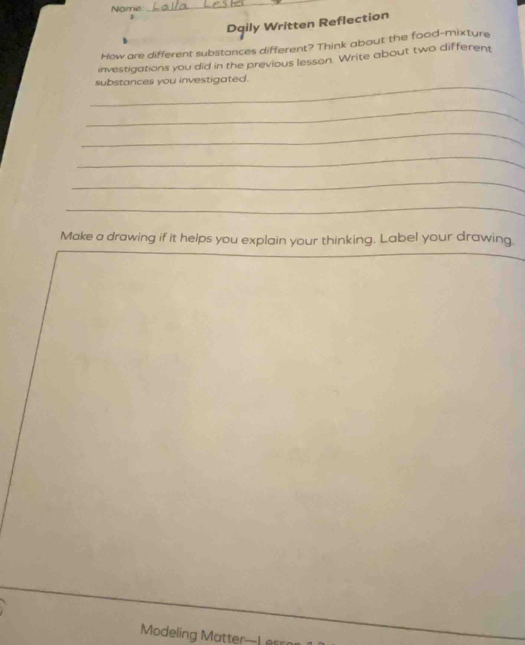 name: lalla lester daily written reflection how are different substance…