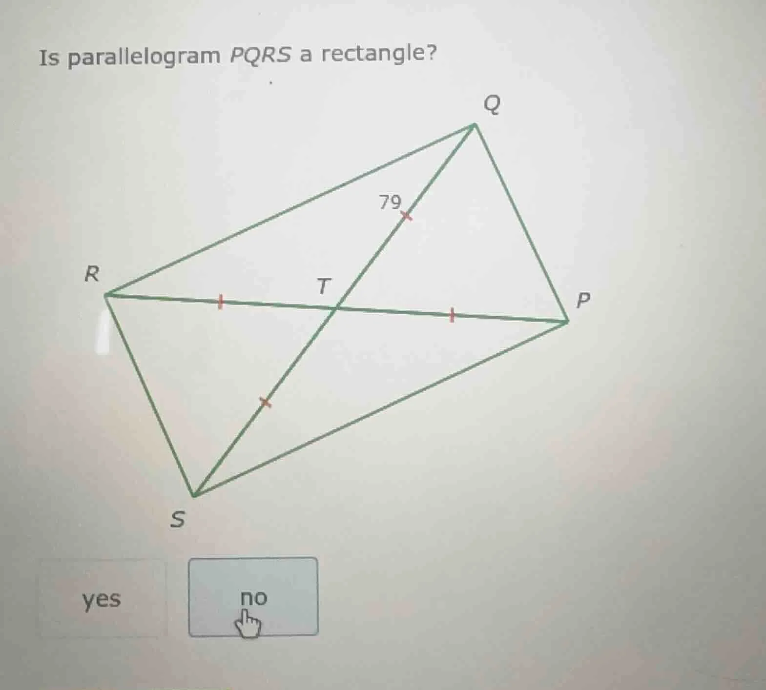 is parallelogram pqrs a rectangle? yes no
