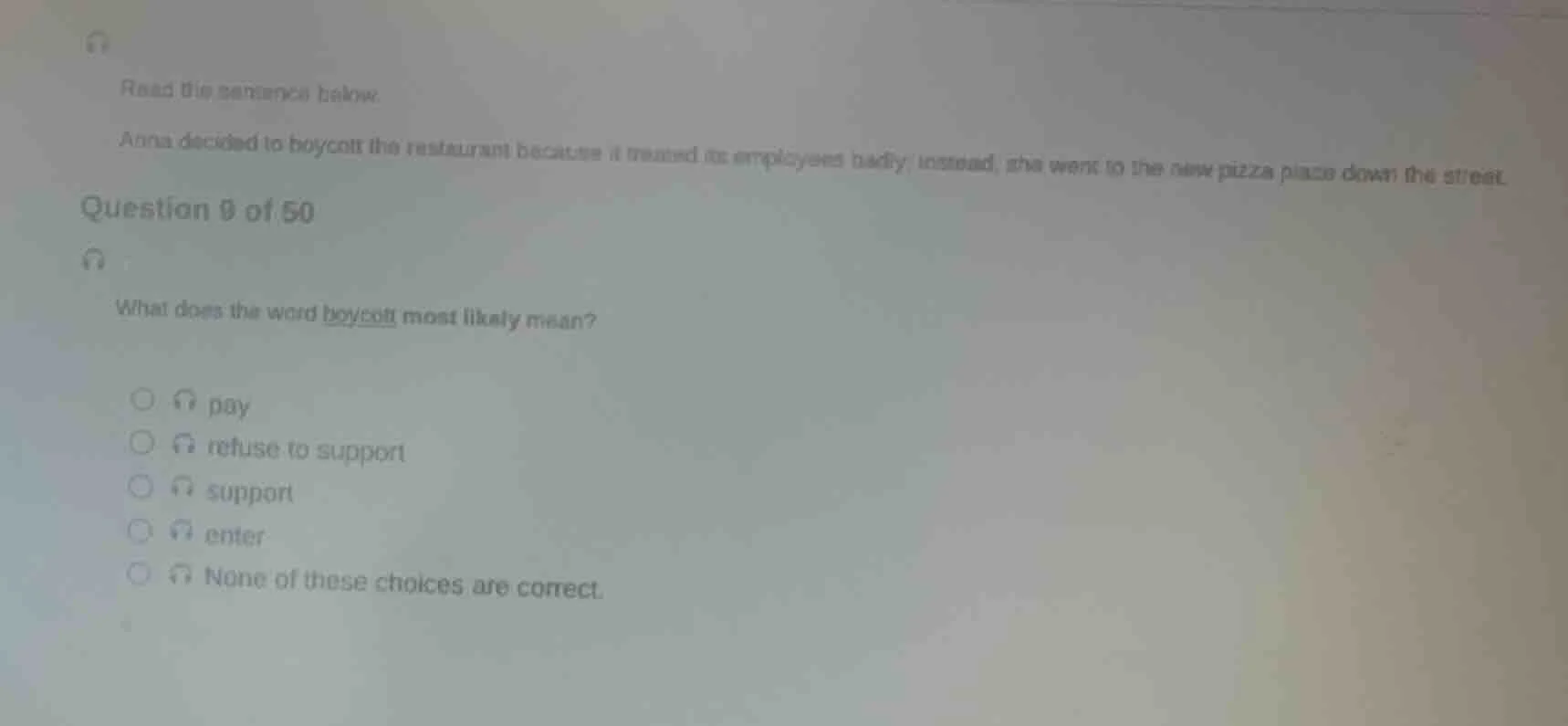 read the sentence below. anna decided to boycott the restaurant because…