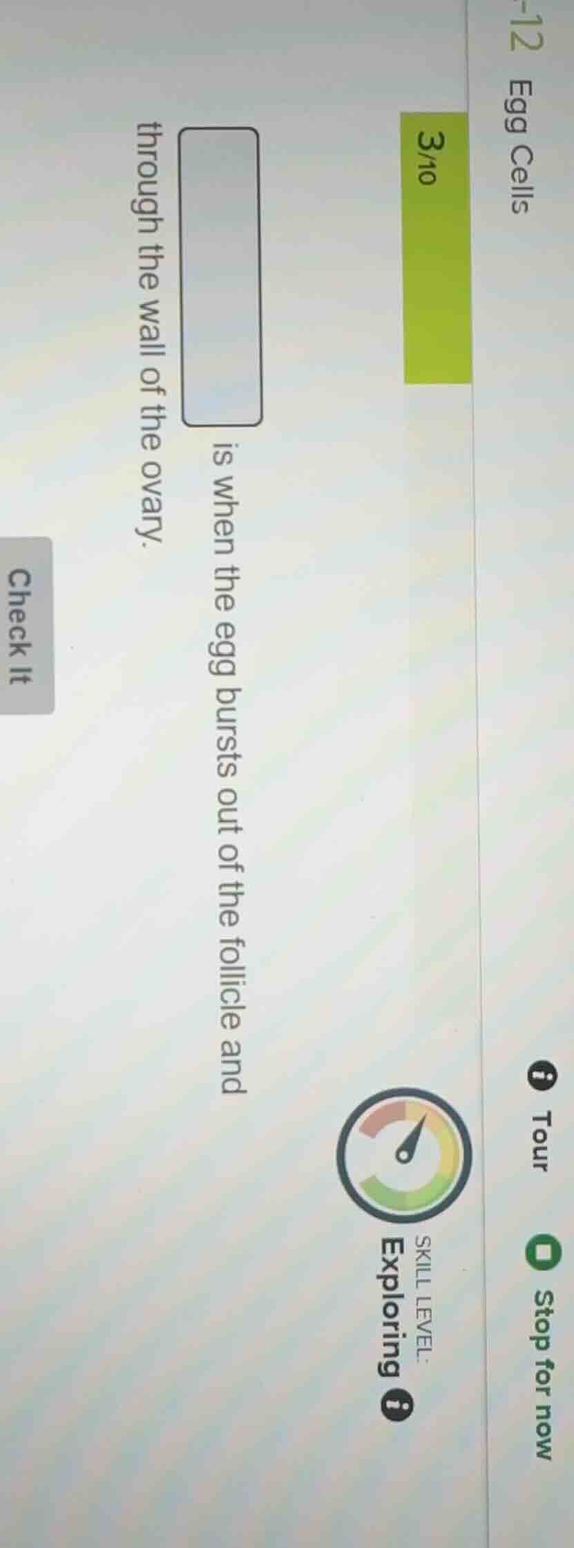 ______ is when the egg bursts out of the follicle and through the wall …