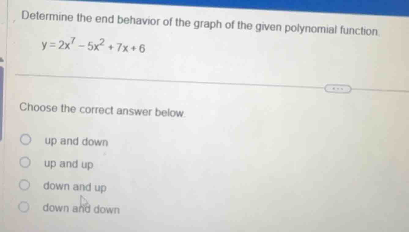 determine the end behavior of the graph of the given polynomial functio…