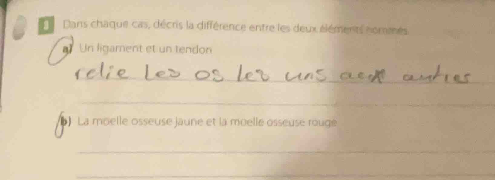1 dans chaque cas, décris la différence entre les deux éléments nommés.…